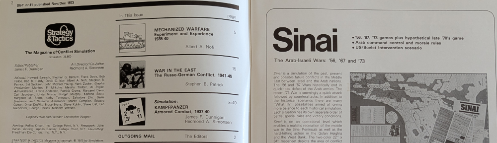 Slice of the front inside pages of Strategy & Tactics 41.