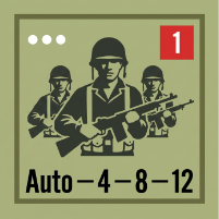 Wargame counter featuring three infantrymen holding weapons.